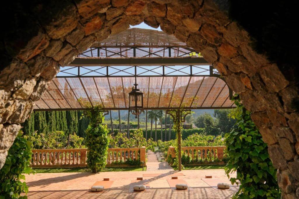 Hotel Valldemossa Mallorca wedding venue surrounded by lush Mediterranean gardens, captured by a Mallorca wedding photographer.”