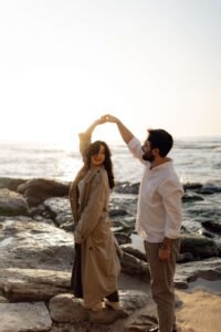 Wedding photographer in Apulia Italy - A couple posing by the beach