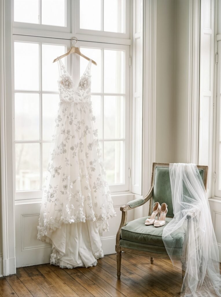Elegant bridal preparation setting in a luxury suite. Even the simplest of weddings can be seen looking stunning in the best wedding venues in Milan, Italy.
