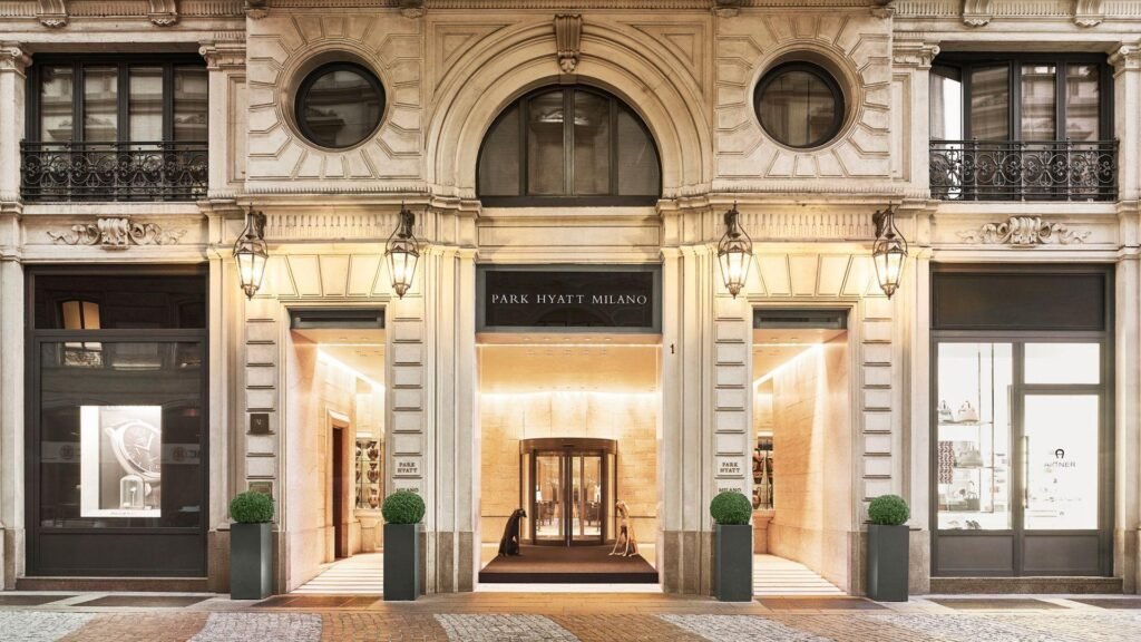 Park Hyatt Milan luxury wedding venue entrance in Milan, Italy.