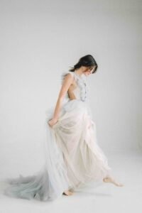 Sintra wedding photographer: bride in a flowy dress for an editorial style photoshoot